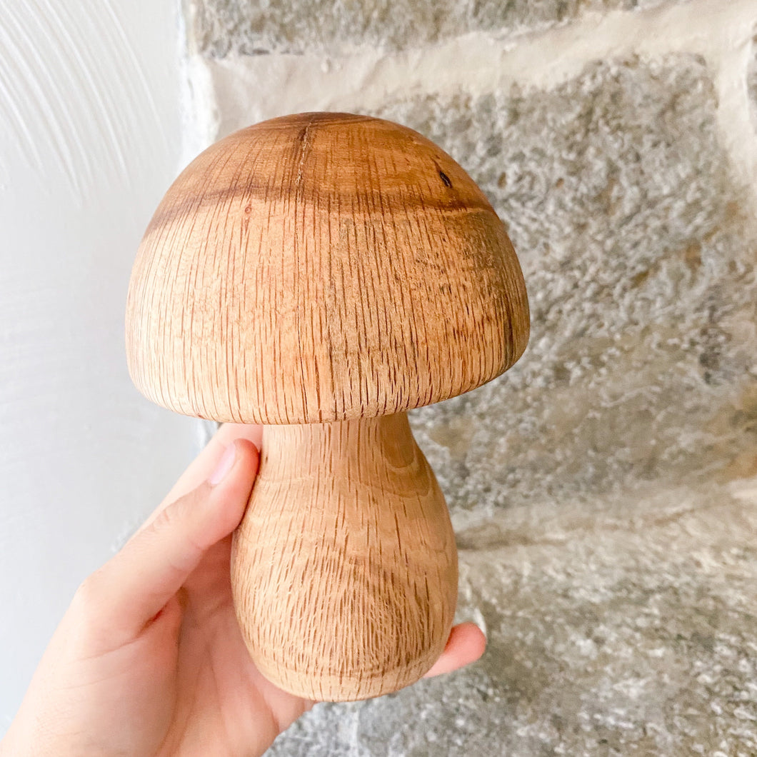 Hand Turned Oak Mushroom Candlestick Sculpture